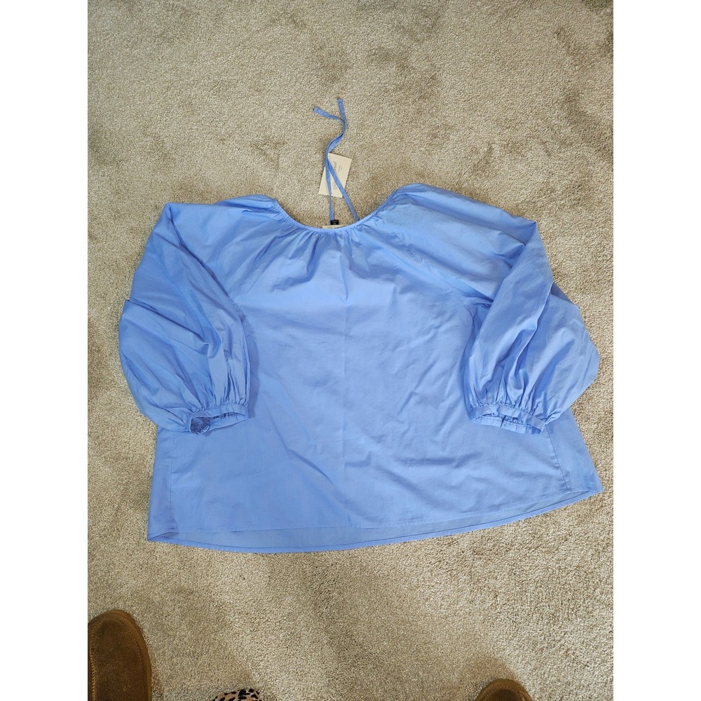 Universal Thread Top Womens XXL Blue‎ NEW Balloon Sleeve Peasant Coastal Boho - Picture 5 of 12